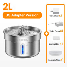 (Nieuwe Amerikaanse adapter, 2L) Automatische drinkfontein voor huisdieren van roestvrij staal, slimme