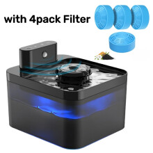 (inclusief 4 filters) Slimme draadloze drinkfontein voor katten, snoerloos, oplaadbaar, werkt op batterijen,