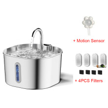 (Set 2) 2,2L Automatische drinkfontein voor katten, roestvrijstalen drinkbak voor huisdieren, drinkfontein