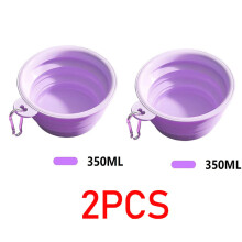 (2 stuks - Paars, 350 ml) 350 ml Opvouwbare hondenbak, inklapbare drinkbak voor huisdieren, drinkbak