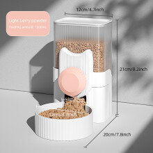 (Roze voederautomaat) Automatische voer- en waterdispenser voor honden en katten, inclusief drink- en