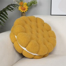 Round Throw Pillow Plush Cookie Floor Cushion Biscuit Thick Cushion Round Floor Pillow Yoga Meditation Pad-B