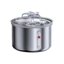 (Silver) Kattvattenfontän 2L 2L Rostfritt stål Kattdrinkskål Hund Dryckeskål Automatisk Husdjursskål