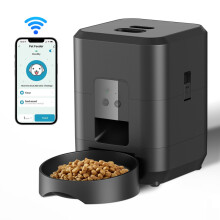 (Svart WIFI-matare) Smart husdjursmatare Automatisk kattmatare Hund Långsam matmaskin Med Tidsinställd