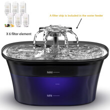 (voeg 6 filters toe, L) 2,5L USB automatische drinkbak voor huisdieren, slimme drinkbak voor katten