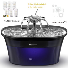 (voeg 6 filters en sensoren toe, L) 2,5L USB automatische waterbak voor huisdieren, slimme drinkbak,