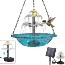 (Vogelvoeder) Solar Cascade Hangende Vogelbadfontein - Hangend vogelbad met fontein, eenvoudig te installeren