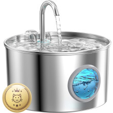 (2200 ml) Kattenwaterfontein van roestvrij staal voor het drinken van water aan katten binnenshuis.