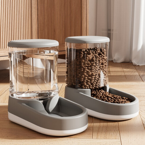 (Confezione combinata-8831) Distributore automatico di cibo e acqua per cani e gatti, non elettrico, 1