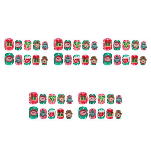 5Boxes Xmas Fake Nails Short Plastic Press on Nails 1