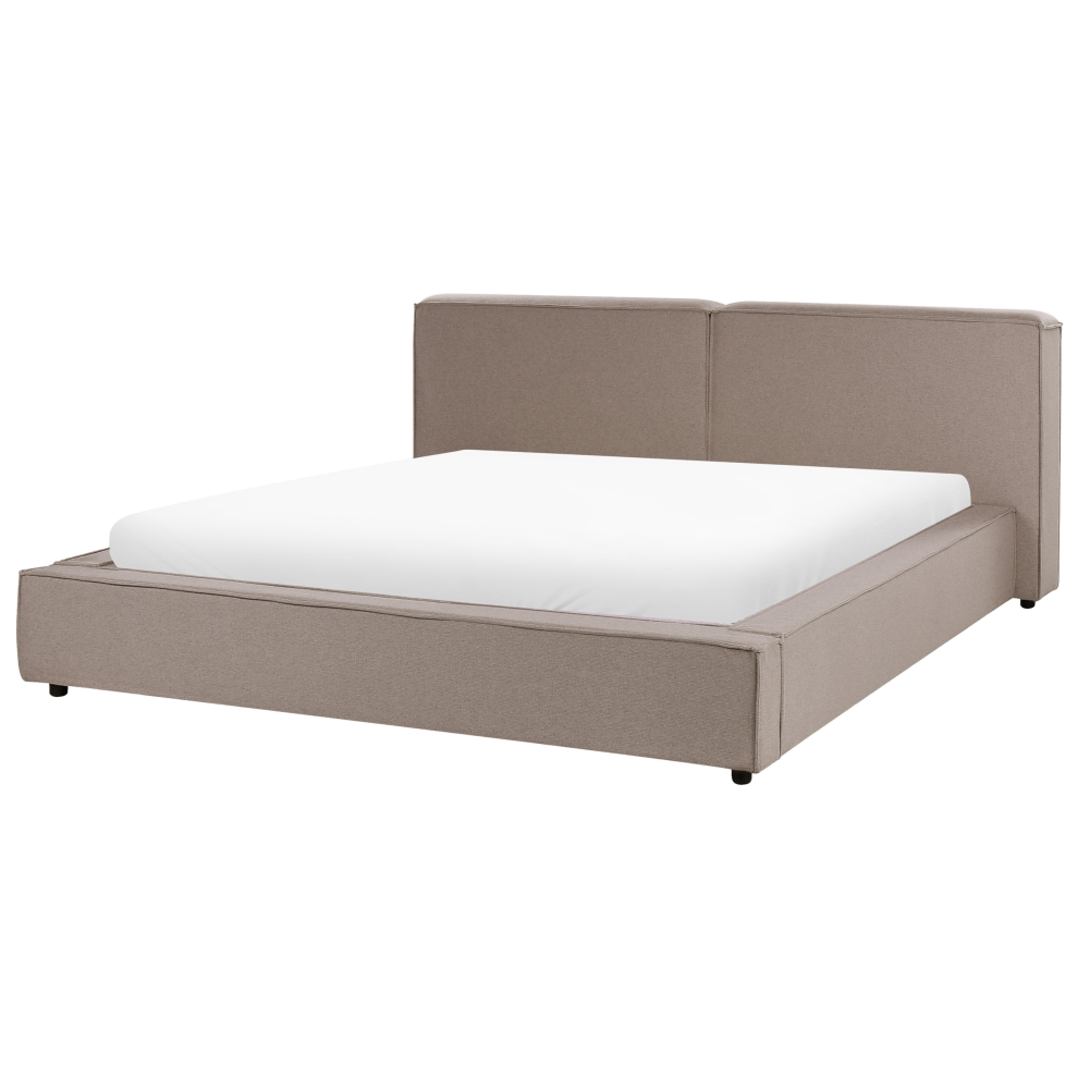 Beliani Waterbed Fabric Linards 180 X 200 Cm (Eu Super King) Taupe Brown