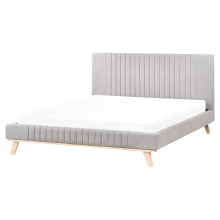 Bed Chenille TALENCE 160 x 200 cm (EU King Size) Light Grey