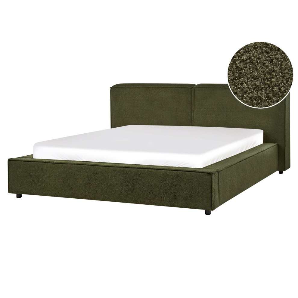 Beliani Waterbed Boucle Linards 160 X 200 Cm (Eu King Size) Dark Green