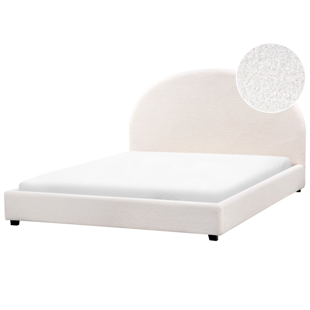 Beliani Waterbed Boucle Vaucluse 160 X 200 Cm (Eu King Size) Off- White
