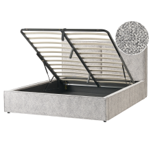 Ottoman Bed MOISSAC Velour Knit Black/ White 160 x 200 cm (EU King Size)