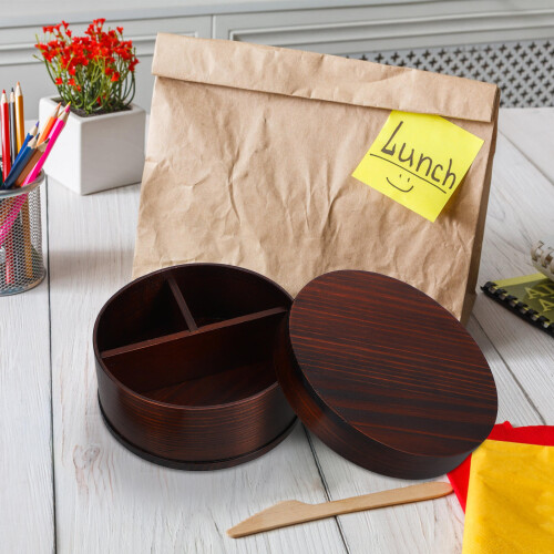 1Boîte De Conservation Bento En Bois Compacte Pour Usage 2