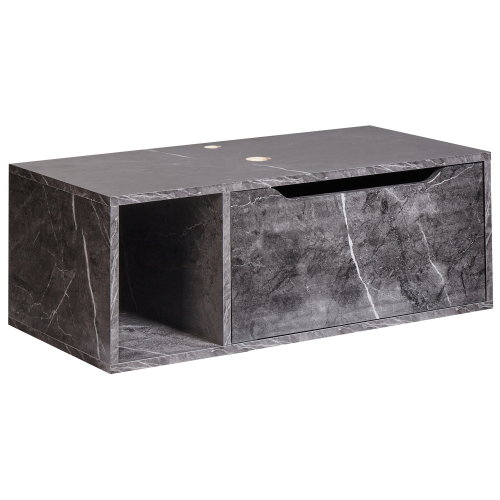 Beliani Wall Mounted Vanity Unit CASCAVEL 80 cm Black Marble