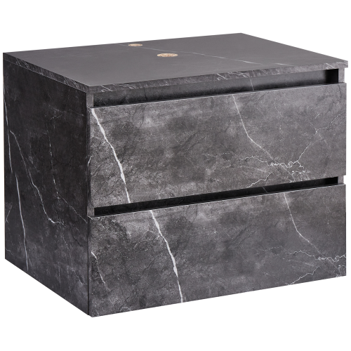 Beliani Wall Mounted Vanity Unit SERRA 60 cm Black Marble