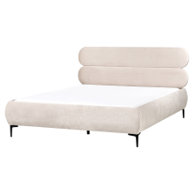 Bed Velvet LESSAY 160 x 200 cm (EU King Size) Light Beige