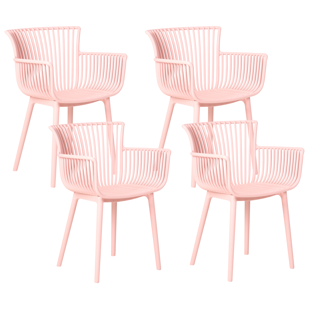 Beliani Set Of 4 Garden Chairs Pesaro Pink