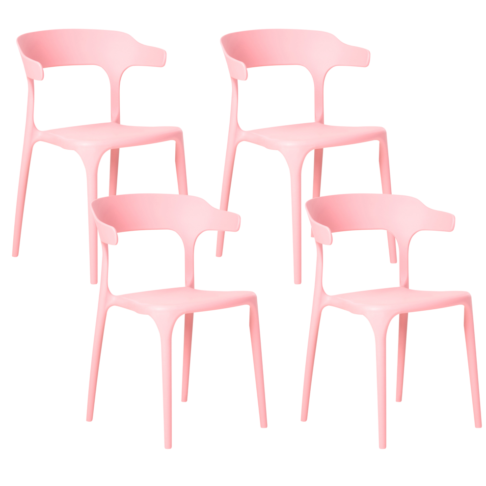 Beliani Set Of 4 Garden Chairs Gubbio Pink