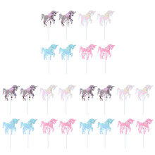 24Stk Cake Flags Einhorn Design Für Partydeko