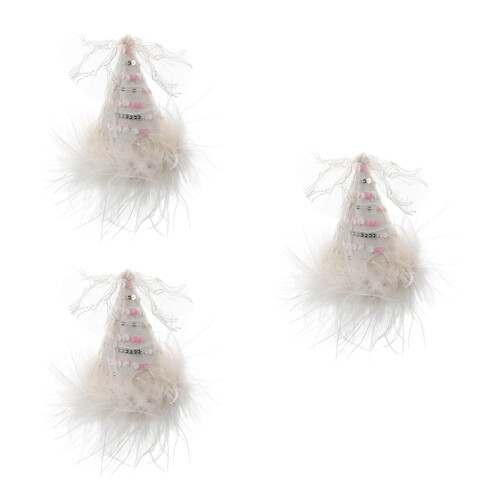 3Pièces Barrette Chapeau Plume Paillettes Accessoires