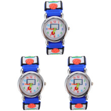 3Stk Kinderarmbanduhr Basketball Cartoon 3D Weiches Silikon