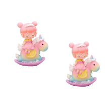 2Pièces Ornements Licorne Gâteau Résine Couleurs Rosé Violet