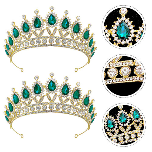 1Pièces Couronne Cristal Vert Zircone Tiare Mariage Élégante