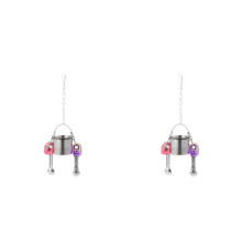 2Pièces Suspendue Perroquets Acier Inoxydable Argentée