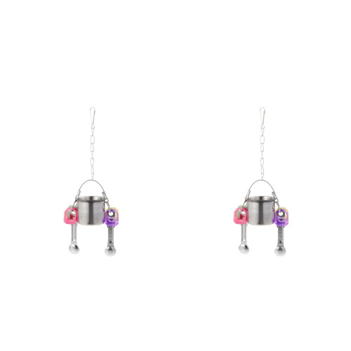 2Pièces Suspendue Perroquets Acier Inoxydable Argentée