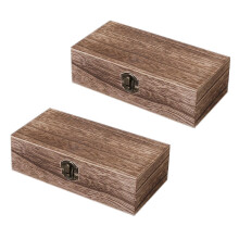 2Pièces Boîte De Rangement Bois Solide Style Rétro Couleur Assortie