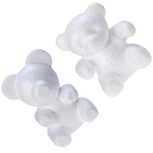 2Pièces Supports Ours Blancs En Mousse Pour Sculpture Fleurs