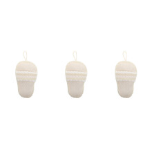 3Pièces Éponge Douce Beige Chaussette Nettoyage Corps Douche