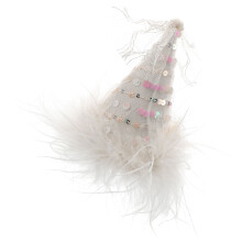 Barrette Chapeau D'anniversaire Plume Pailleté Pour