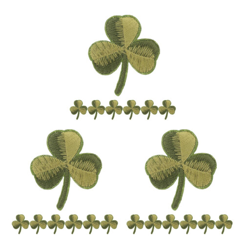 30Pièces Patch Feuille Verte Brodée Pour Vêtements Décor