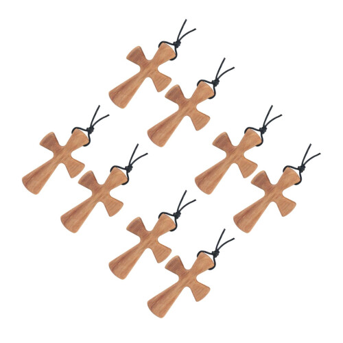 8Pièces Pendentifs Croix En Bois Clair Design Conique Élégant