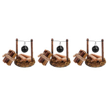 3Ensembles Accessoires Bois Miniatures Pot Suspendu Décor Maison