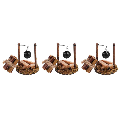 3Ensembles Accessoires Bois Miniatures Pot Suspendu Décor Maison