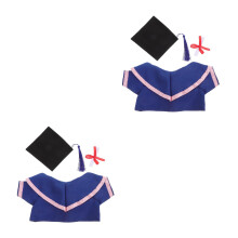 2Ensembles Costume Graduation Ours En Tissu Rose Pour 30Cm