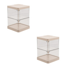 2Pièces Boîte Rotative Beige Multi-Couches Pour Cosmétiques