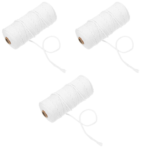3Rolls Multi-Purpose White Cotton Rope DIY Binding Gift Kitchen Twine