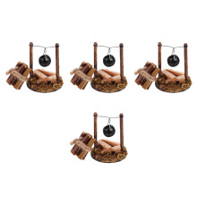 4Sets Multikleur Miniatuur Poppenhuis Brandhout En Hangpot Scene Props