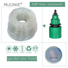 (Transparente, 1/4'', 25 m (82,02 pies) Manguera de agua para jardín con conector rápido para riego