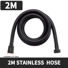 (2M) Manguera de ducha negra de 1,5/2 m, acero inoxidable 304 con tubo interior de PVC reforzado, resistente