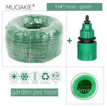 (Manguera de agua para jardín verde, 1/4'', 20 m (65,6 pies) con conector rápido para riego por goteo