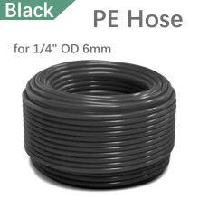 (Manguera de PE - Negra, 1/4'', 20 m) Tubo de manguera de PE para riego de jardín, conector rápido de