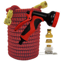 Manguera de alta presión flexible y extensible bicolor para hogar y jardín (roja y negra con pistola,