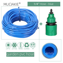 (Manguera de agua para jardín azul, 1/4'', 30 m (98,4 pies) con conector rápido para riego por goteo